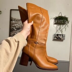 Sam Edelman “Elsy” Brown Leather Heeled Knee High Tall Boots